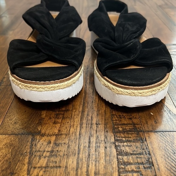 Caslon sandals Black suede platform Joelle twist with sling back elastic sz 7.5 - Picture 6 of 10